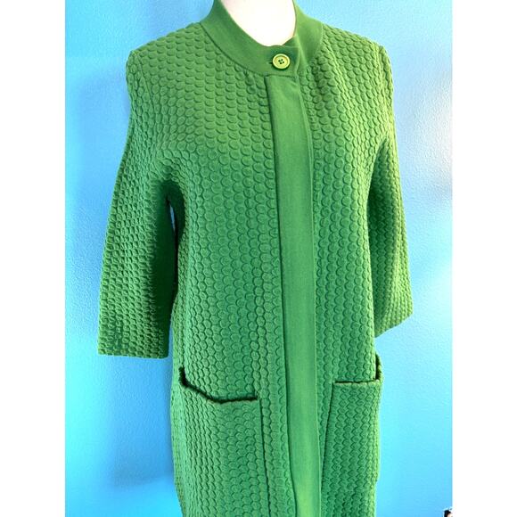 EUC! COS Kelly Green Coat Jacket Cotton Blend A-Line Metal Zipper 2 Pockets S - Picture 7 of 11